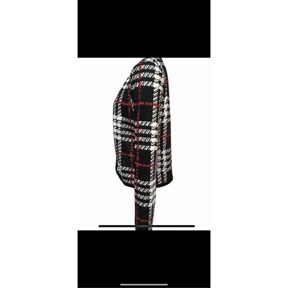 🔥Beautiful Plaid open front jacket/cardigan,casual contrast-trim jacket  XXL - Picture 3 of 11